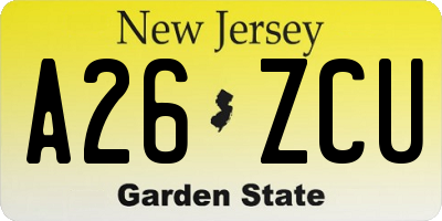 NJ license plate A26ZCU