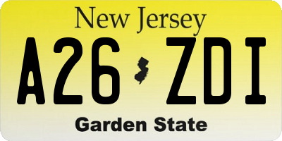 NJ license plate A26ZDI