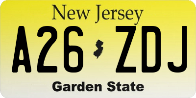 NJ license plate A26ZDJ
