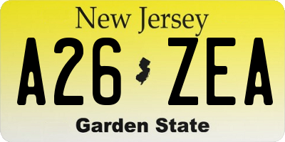 NJ license plate A26ZEA