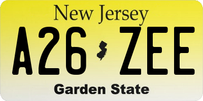 NJ license plate A26ZEE
