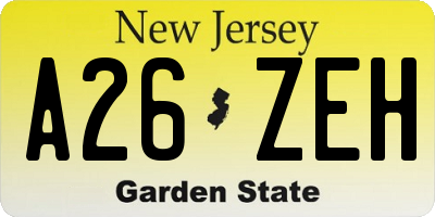NJ license plate A26ZEH
