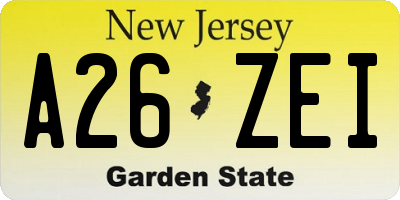 NJ license plate A26ZEI