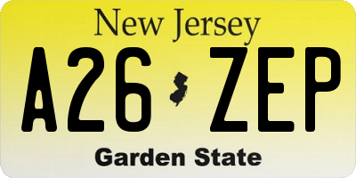 NJ license plate A26ZEP