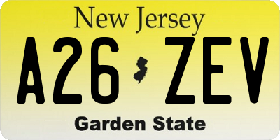 NJ license plate A26ZEV