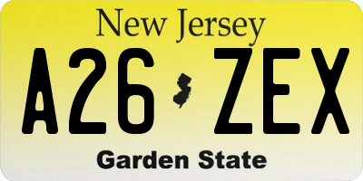 NJ license plate A26ZEX
