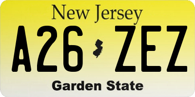 NJ license plate A26ZEZ