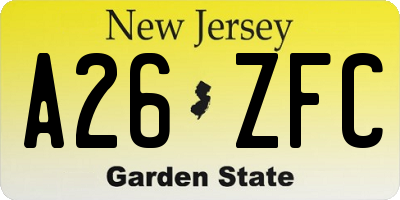 NJ license plate A26ZFC