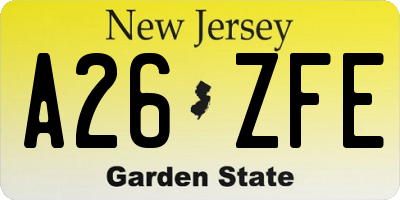 NJ license plate A26ZFE