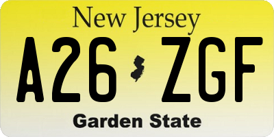 NJ license plate A26ZGF