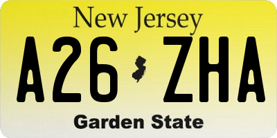 NJ license plate A26ZHA
