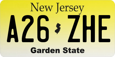 NJ license plate A26ZHE