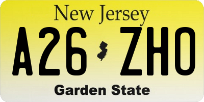NJ license plate A26ZHO
