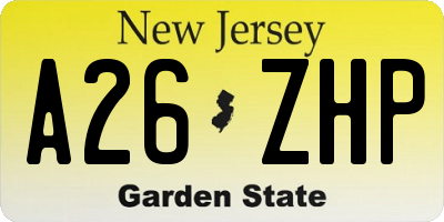NJ license plate A26ZHP