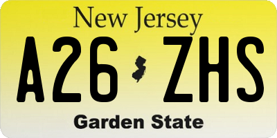NJ license plate A26ZHS