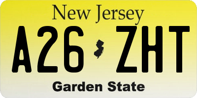 NJ license plate A26ZHT