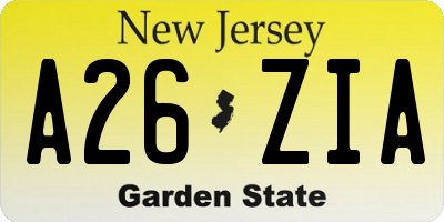 NJ license plate A26ZIA