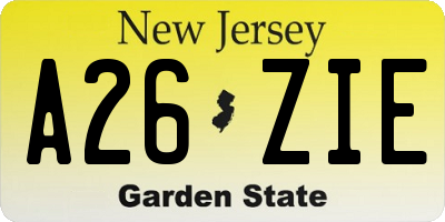 NJ license plate A26ZIE