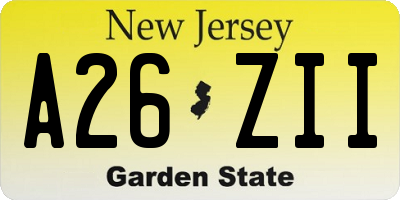 NJ license plate A26ZII