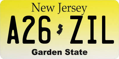 NJ license plate A26ZIL