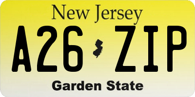 NJ license plate A26ZIP