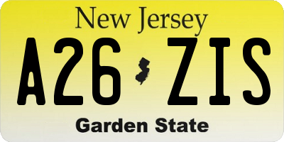 NJ license plate A26ZIS