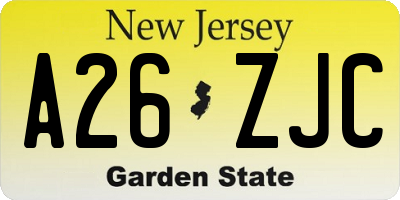 NJ license plate A26ZJC