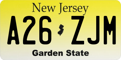 NJ license plate A26ZJM