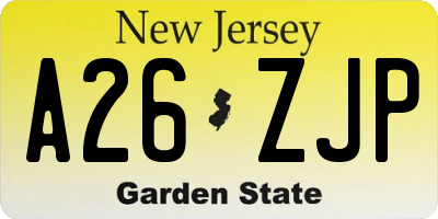NJ license plate A26ZJP
