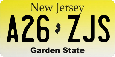 NJ license plate A26ZJS