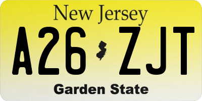 NJ license plate A26ZJT