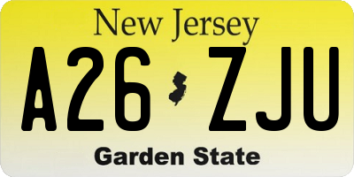 NJ license plate A26ZJU