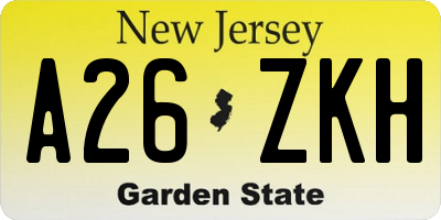 NJ license plate A26ZKH