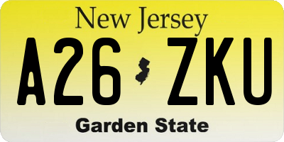 NJ license plate A26ZKU