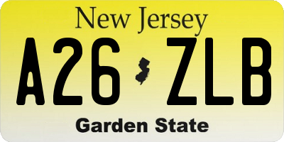 NJ license plate A26ZLB