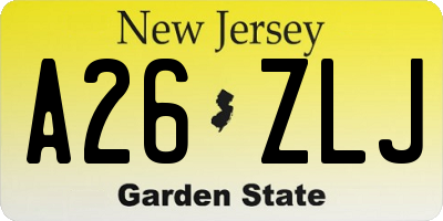 NJ license plate A26ZLJ