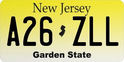 NJ license plate A26ZLL