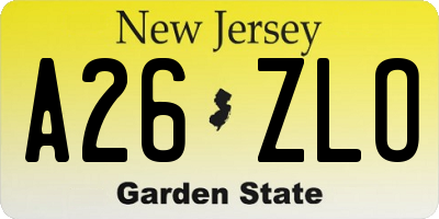 NJ license plate A26ZLO