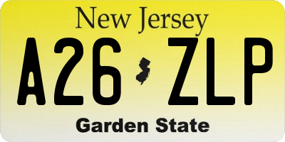 NJ license plate A26ZLP