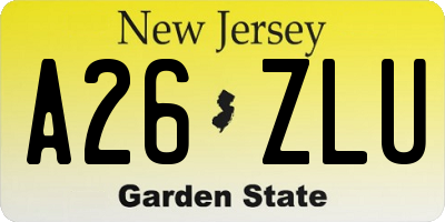 NJ license plate A26ZLU