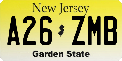 NJ license plate A26ZMB