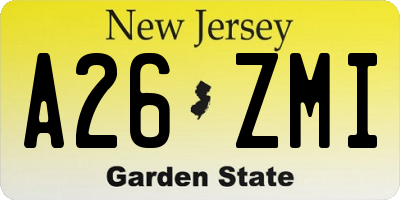NJ license plate A26ZMI
