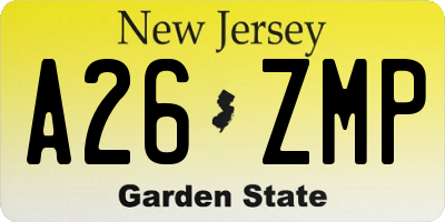 NJ license plate A26ZMP