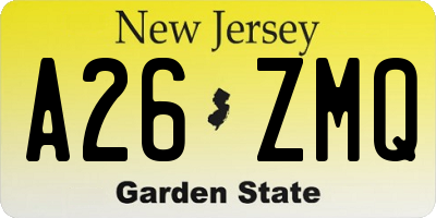 NJ license plate A26ZMQ