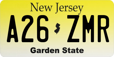 NJ license plate A26ZMR