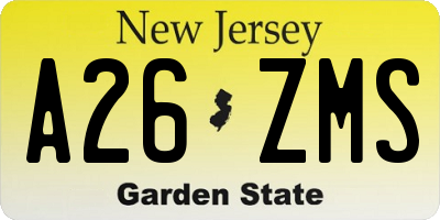 NJ license plate A26ZMS