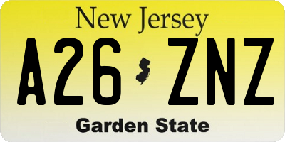 NJ license plate A26ZNZ