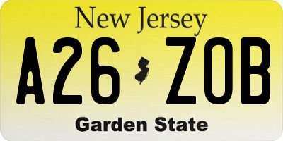 NJ license plate A26ZOB