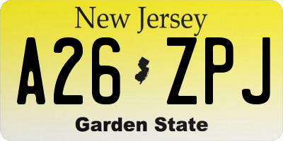 NJ license plate A26ZPJ