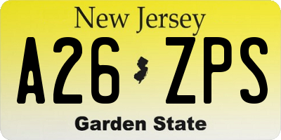 NJ license plate A26ZPS